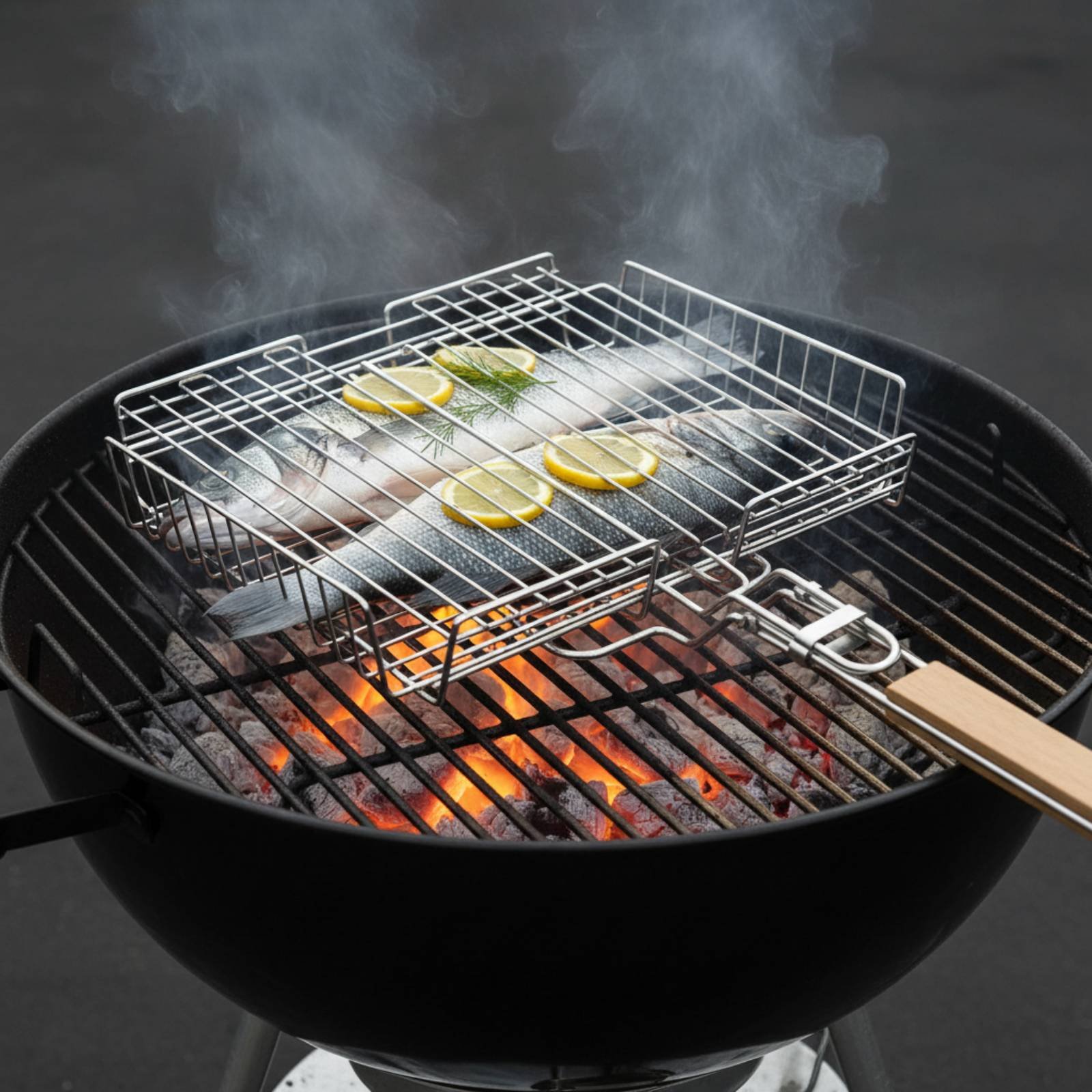 Camping Cooking Portable - Корзина для гриля с деревянной ручкой,