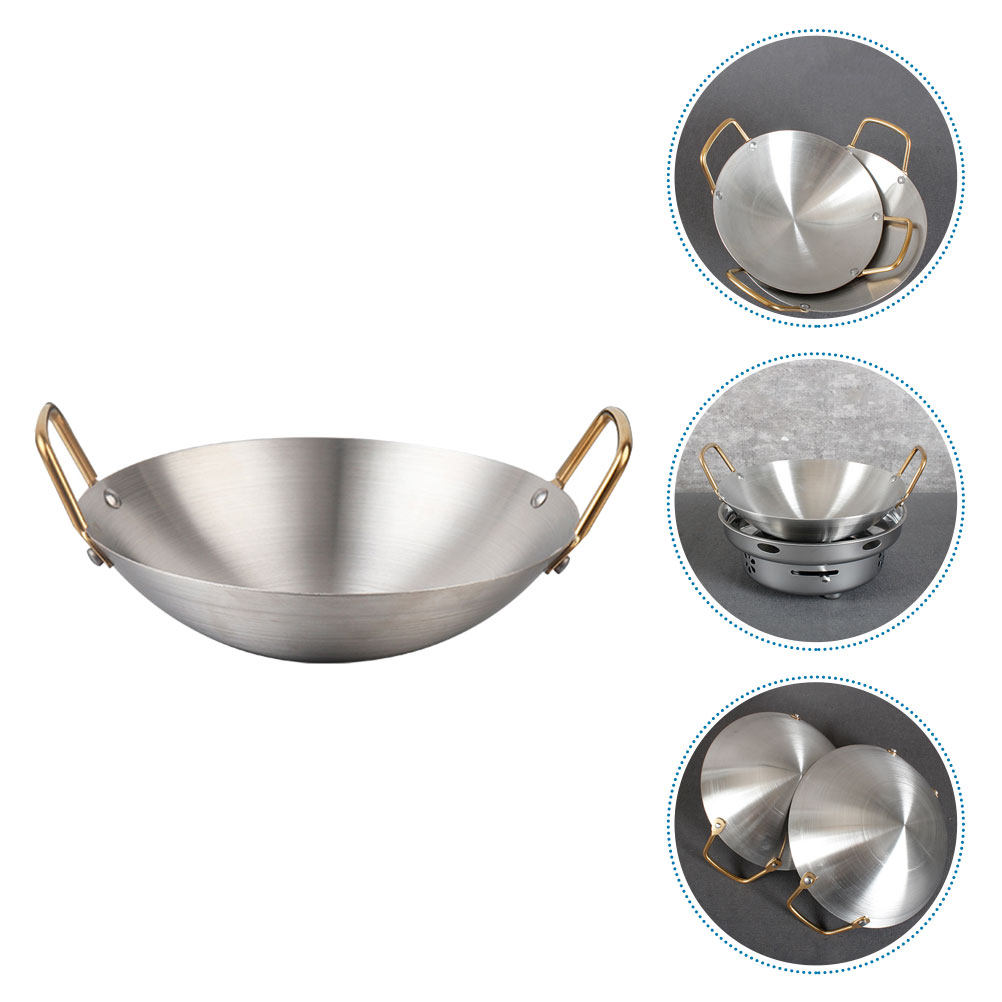 Camping Cooking Frying Pan - Сковорода-вок из нержавеющей стали с двумя