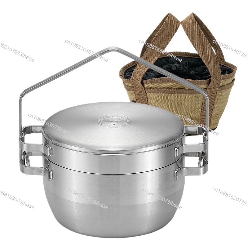 Camping Cooking Frying Pan - Утолщенная походная кастрюля-сковорода DO-25 из нержавеющей