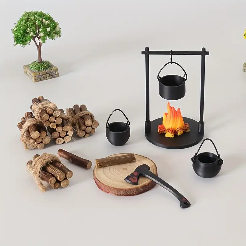 Camping Hanging Cooking Pot - Мини-костер, подвесная плита, горшок, кукольный домик,