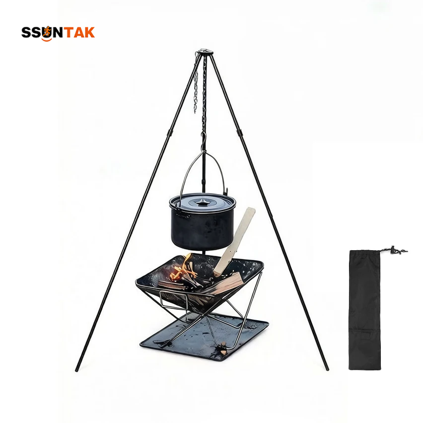 Camping Hanging Cooking Pot - Портативная разборная подставка-тренога SSUNTAK для кемпингового