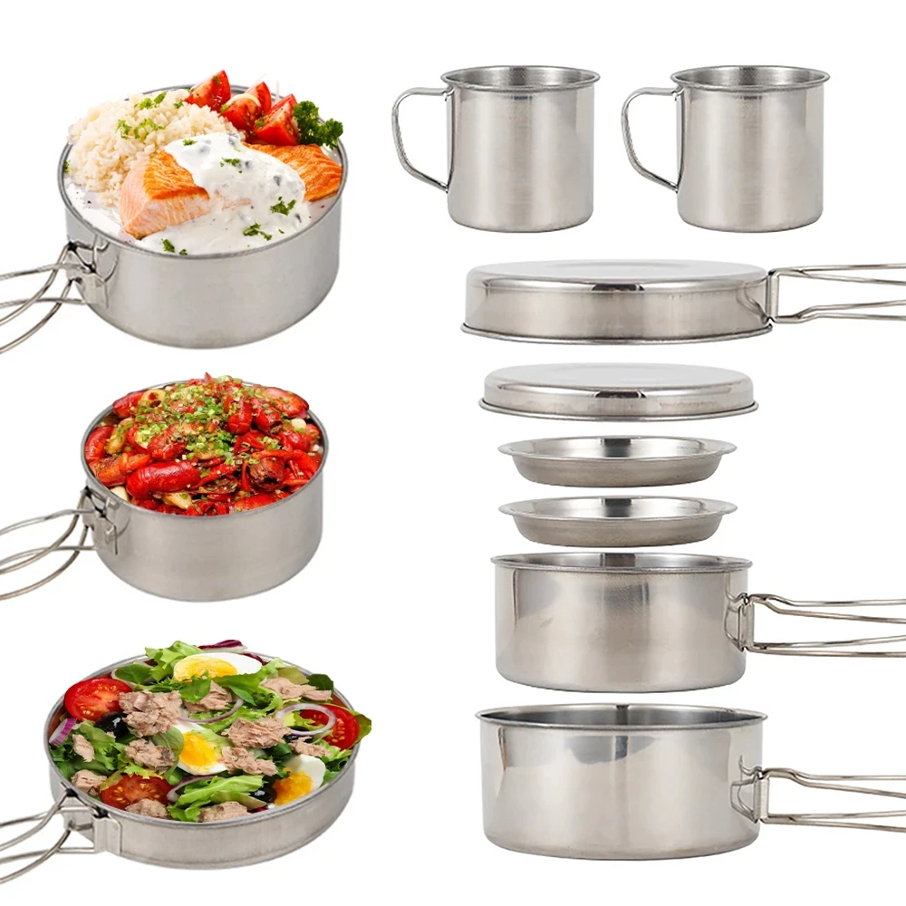 8 шт./компл. посуда для кемпин – обзор и цена Camping Cooking Wok
