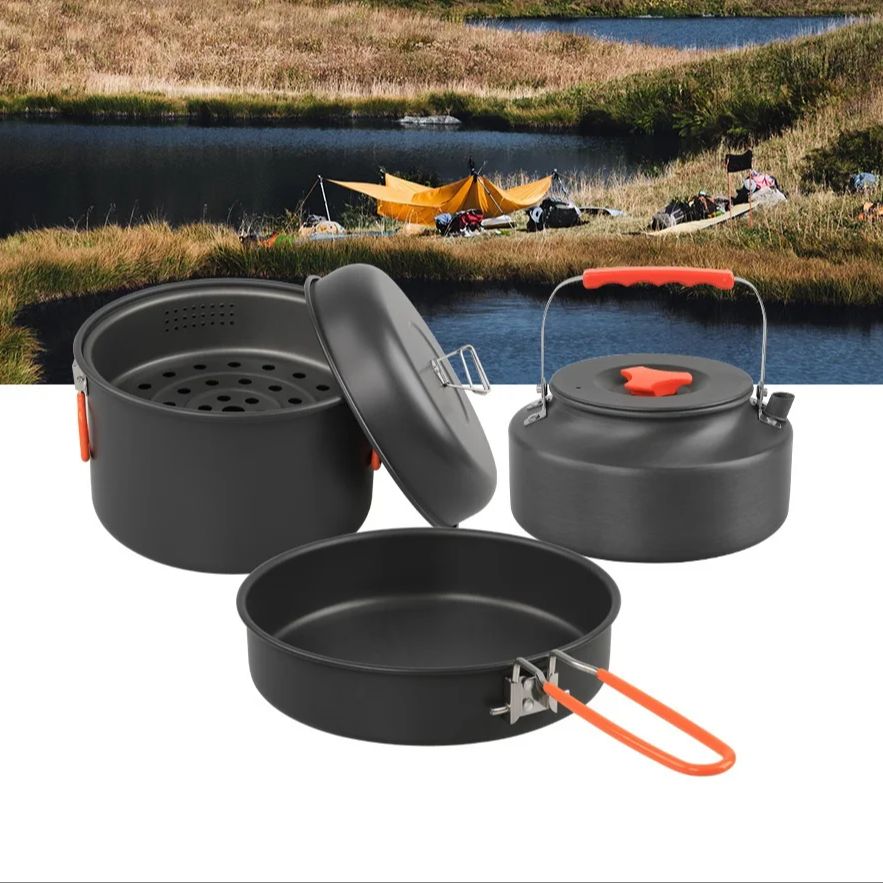 Набор посуды для открытого воз – обзор и цена Camping Cooking Frying Pan